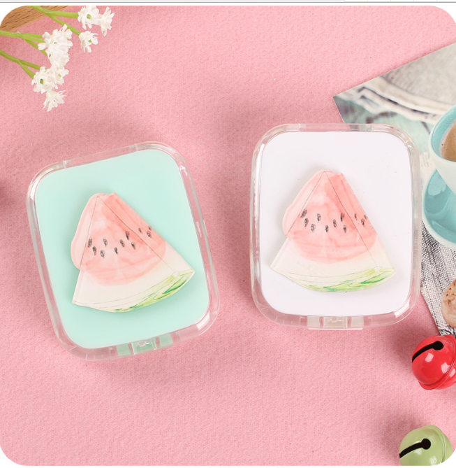 Wholesale of Korean cartoon creative contact lens cases, watermelon fruit color contact box, cute double box and companion box Application Scenario