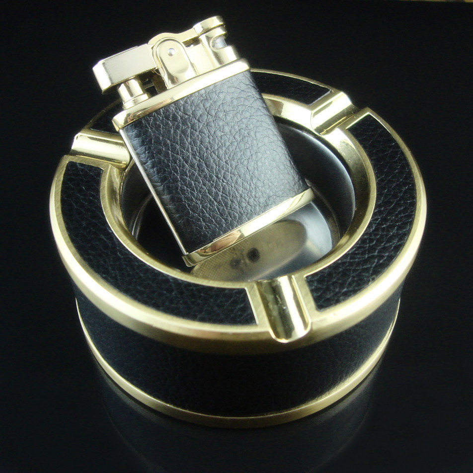 913-1 Classic, retro, simple and elegant metal windproof lighter Ashtray Gift set from Wenzhou manufacturer
