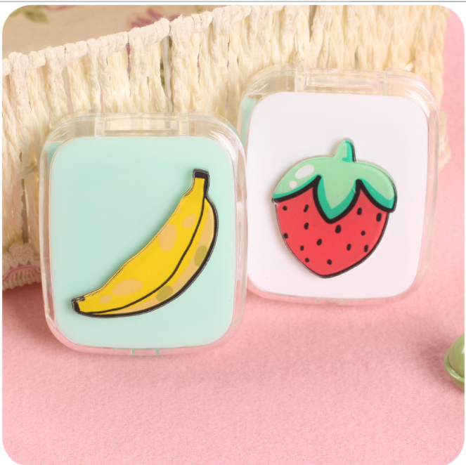 Wholesale of Korean cartoon creative contact lens cases, watermelon fruit color contact box, cute double box and companion box Specification image