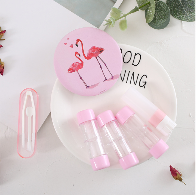 Cartoon Pink Panther Contact lens case, RGP double-head hard colored contact lens box, Companion box, double-set box, 3-pair set Specification image