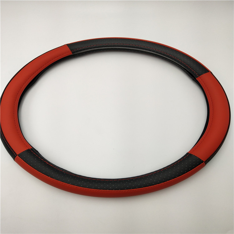 汽车用品出口外销4季通用38CM4节双色拼接汽车方向盘套汽车把套产品图