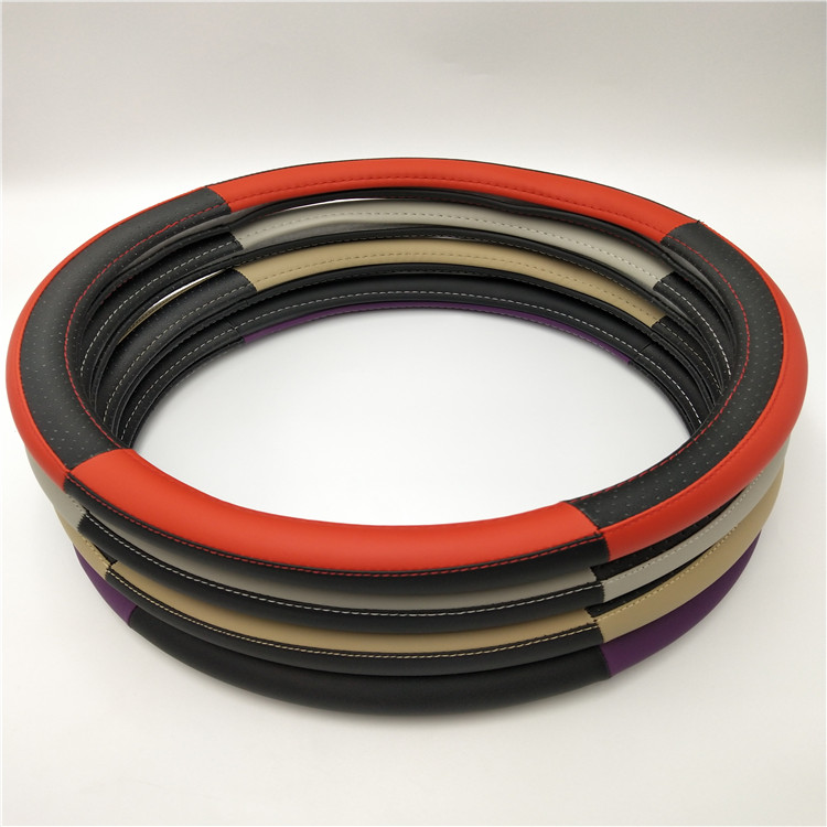 汽车用品出口外销4季通用38CM4节双色拼接汽车方向盘套汽车把套