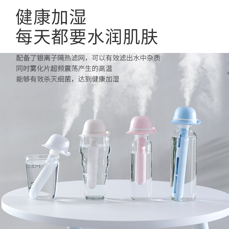 New tankless creative design hat humidifier, usb charging night light atomizer, mini portable gift details Picture