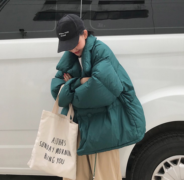 New large-sized thickened bread jacket, down jacket, cotton-padded jacket, student stand-up collar short coat for women details Picture