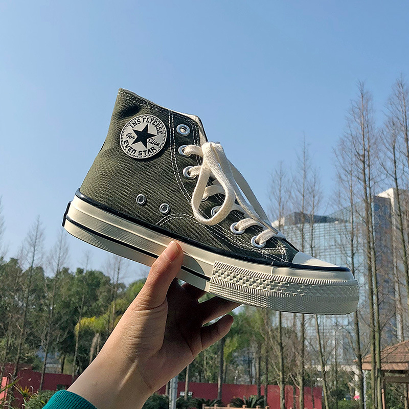 暮星EVENSTAR 2019新款万年经典款复古1970s复古黑色高帮帆布鞋女