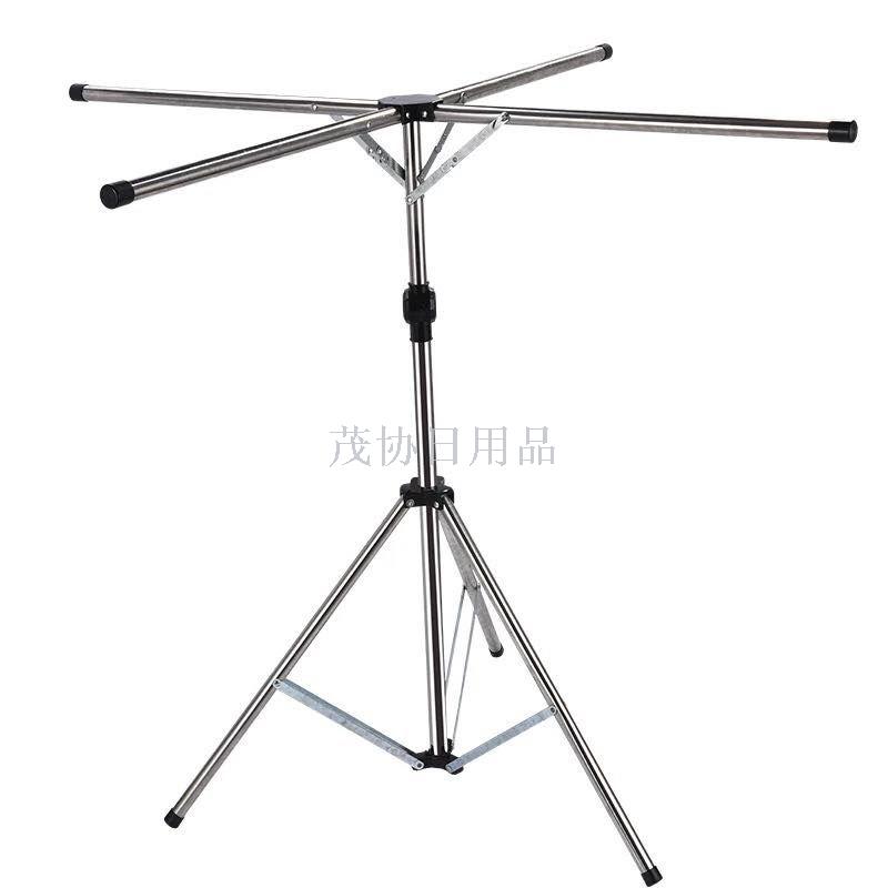 多功能不锈钢折叠晾衣架室内落地晾衣杆阳台家用伸缩晒凉衣架产品图