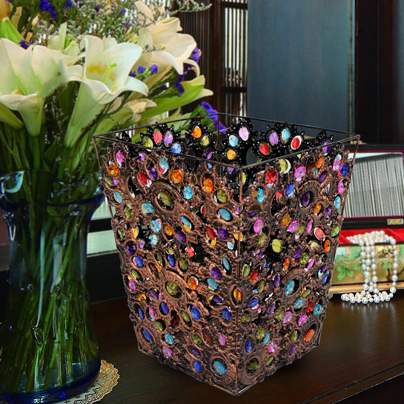 欧式复古大号垃圾桶家用垃圾桶创意实用垃圾桶正方形产品图