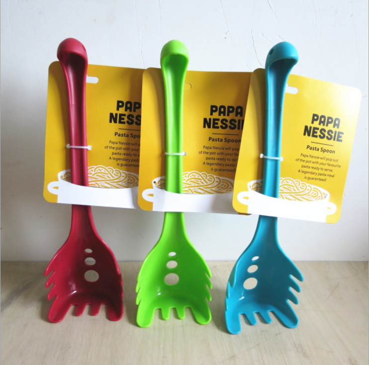 Papa Nessie Dinosaur slotted spoon Noodle Scoop, Loch Ness Monster Noodle scoop