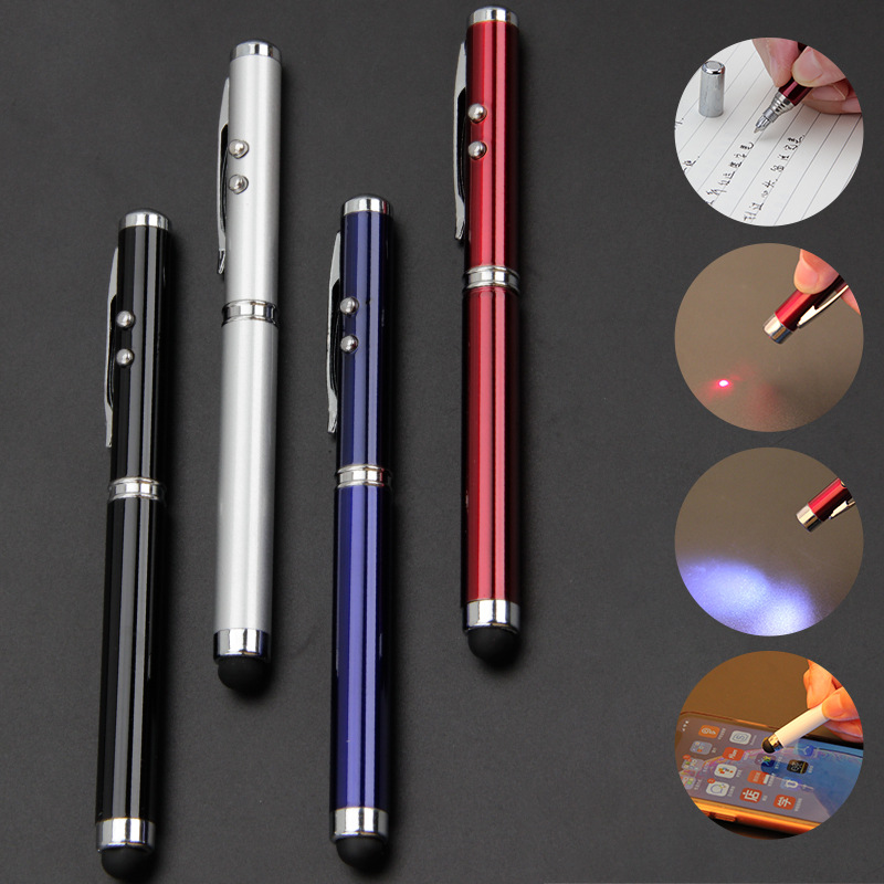 Capacitive ball point pen 4-in-1 teaching whip pen Electronic pen creative metal LED lamp ball point pen multi-function pen thumbnail