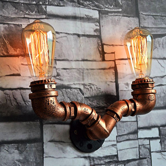 Loft creative and personalized retro restaurant bar American style rural water pipe corridor industrial feng Shui pipe lamp