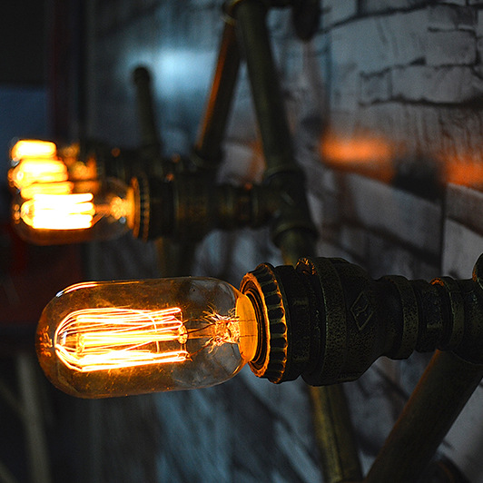 Large retro iron hanging lamp European metal wall lamp craft water pipe lamp bar decorative lamps