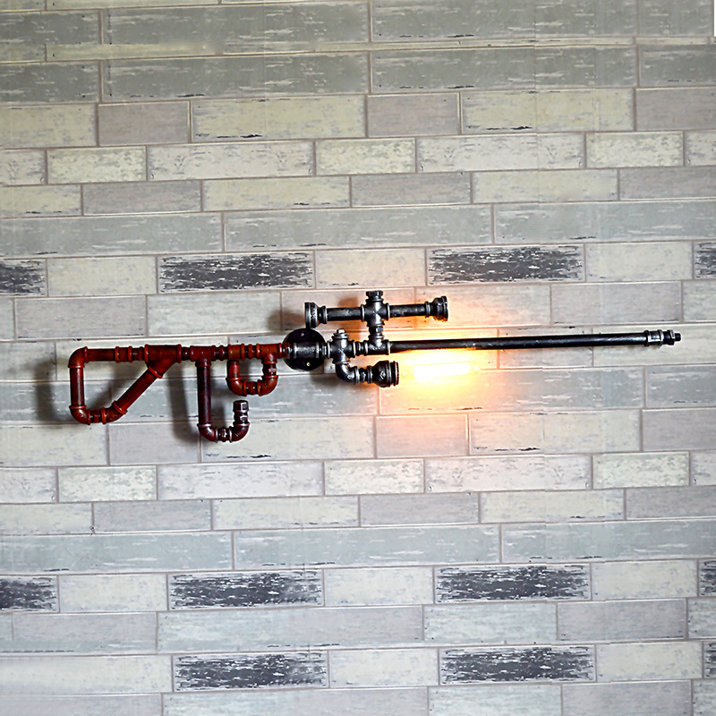 Loft creative personality retro restaurant bar iron style industrial sniper rifle pipe lamp