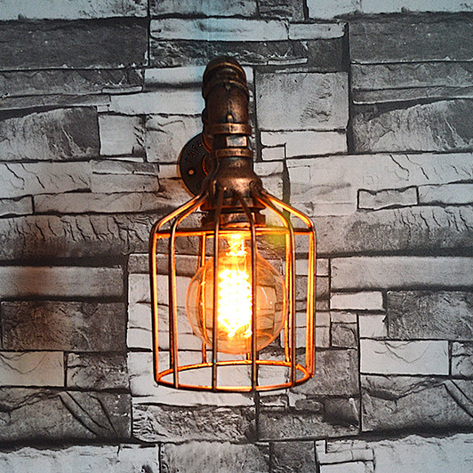 Birdcage retro metal wall lamp European-style metal pipe lamp manual industrial wind accessories