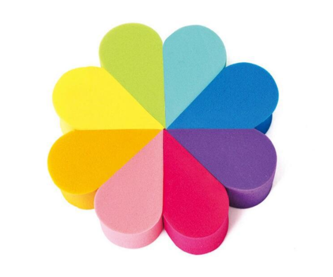 Triangular latex sbr flower-shaped eight-piece powder puff, dry and wet dual-purpose, double-sided leather petal sponge makeup powder puff details Picture