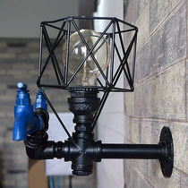 European style wrought iron pipe lamp industrial decorative wall lamp metal cage pipe lamp bar net cafe restaurant lamps
