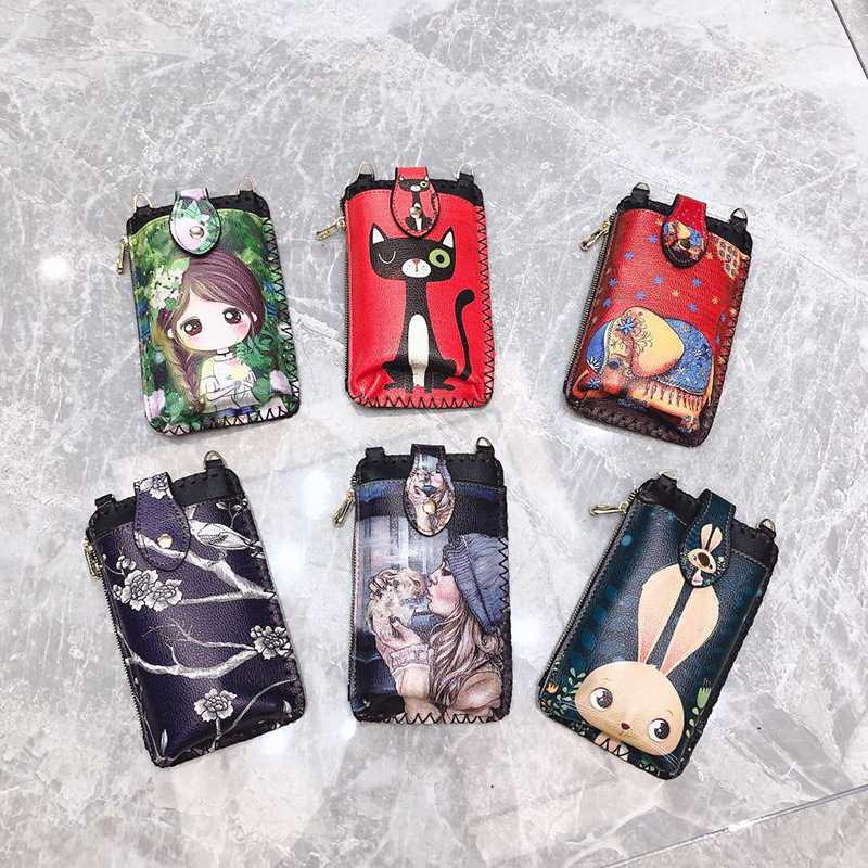 2021 new bag female retro mobile phone pack ethnic style female bag single shoulder oblique cross multi-functional female bag storage device Specification drawing