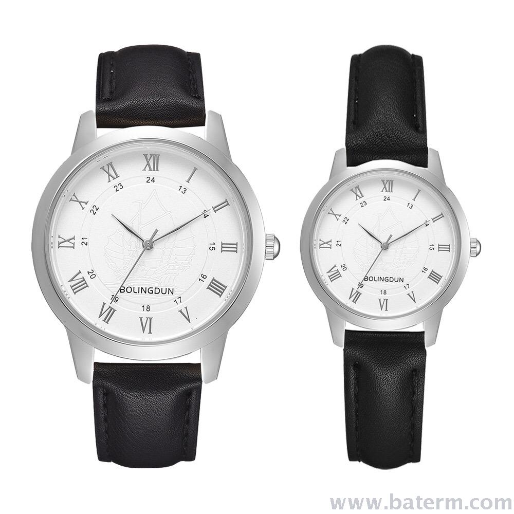 Fashionable and popular classic casual business simple men's and women's leather strap couple watches, versatile pair watches details Picture