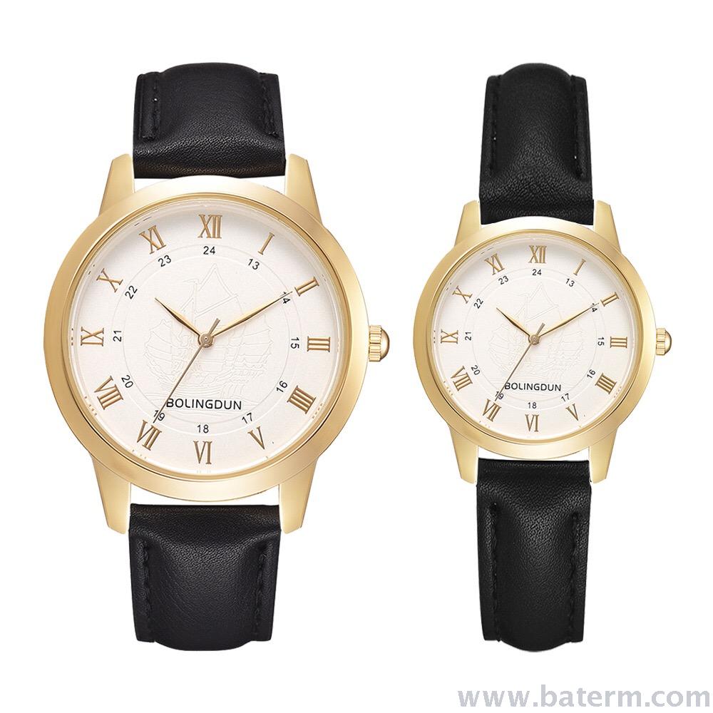 Fashionable and popular classic casual business simple men's and women's leather strap couple watches, versatile pair watches
