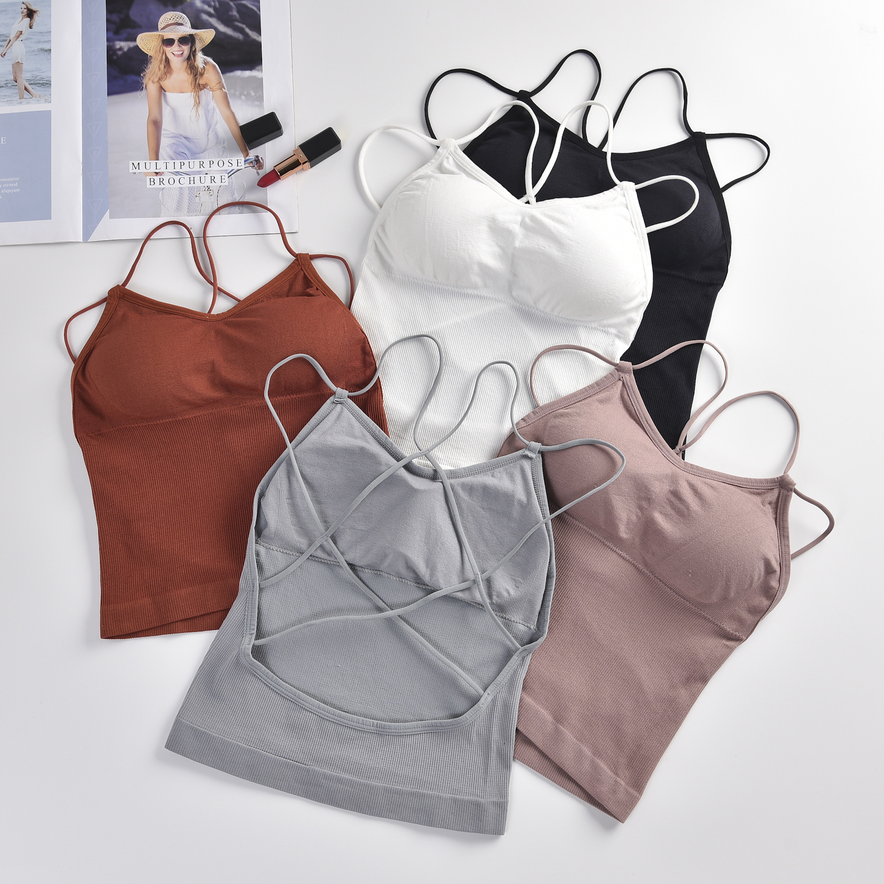 2019 new hollow-out halter halter knit vest sexy sports fashion web celebrity underwear female manufacturers direct sale thumbnail