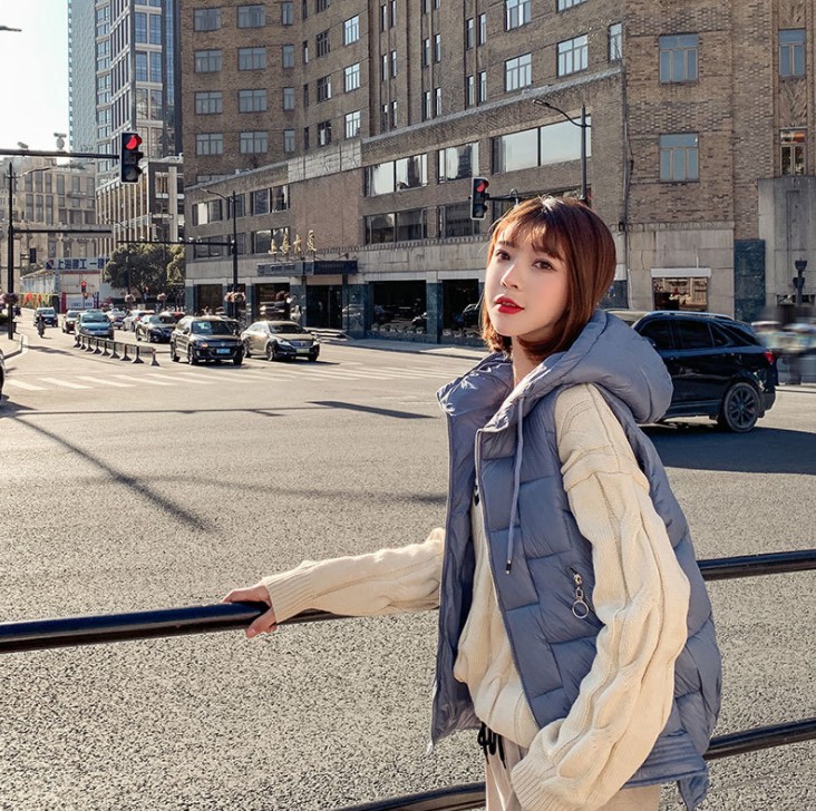 Light cotton jacket female Korean short cute student sleeveless jacket