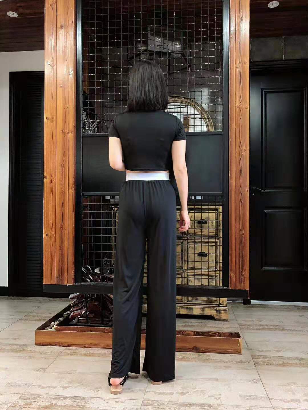 The popular casual set of wide-leg pants made of copper ammonia silk, the same style as the female Douyin Kaka details Picture