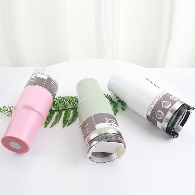 890ML large capacity 12# coffee cup 304 stainless steel car thermos cup with straw Specification drawing