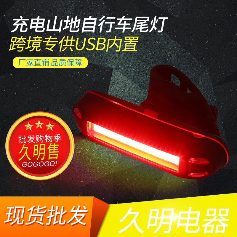 跨境专供 自行车灯USB充电警示灯 前灯 夜间山地照明尾灯批发产品图