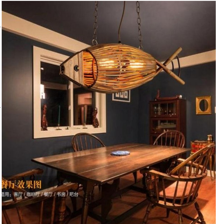 Chinese hotel Nongjiale teahouse restaurant chandelier Japanese wood art rattan art bamboo weaving chandelier details Picture