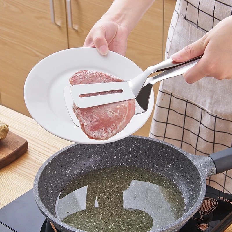 Stainless steel frying spatula clips, pancake and fish spatula, pizza and steak spatula, household kitchenware, frying steak spatula, steak clips Specification image