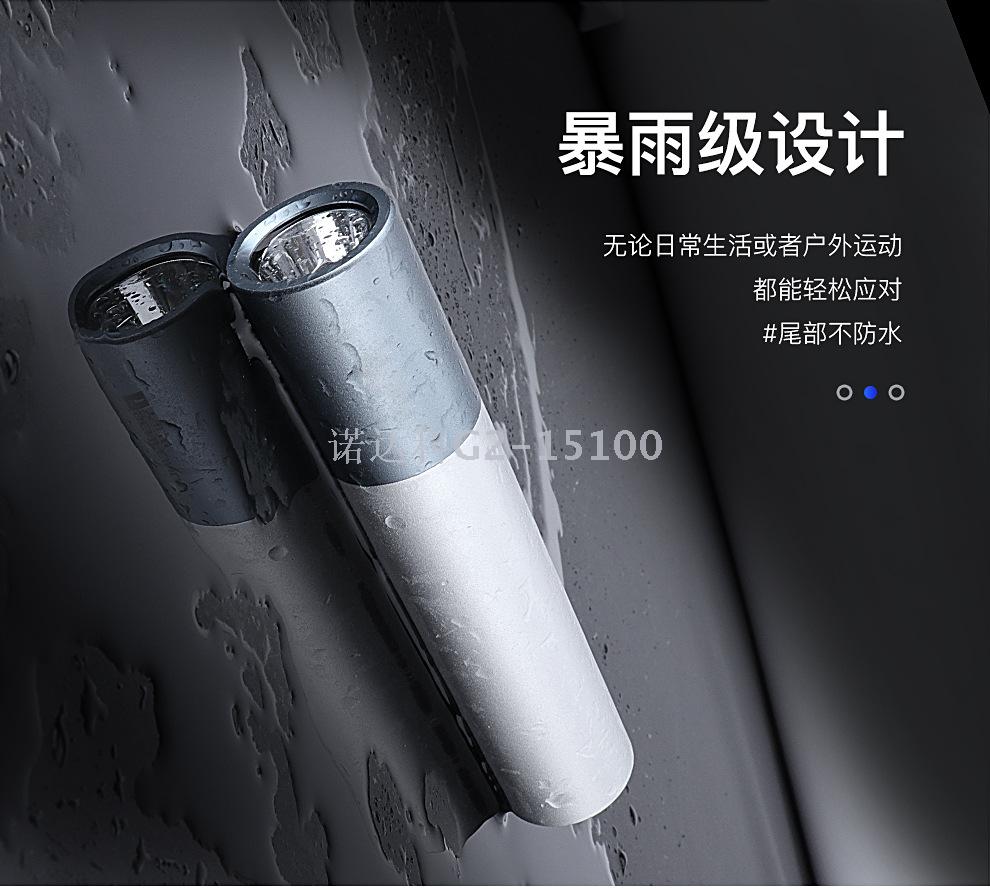 USB充电铝合金强光手电筒可给手机充电多功能户外应急便携手电筒产品图