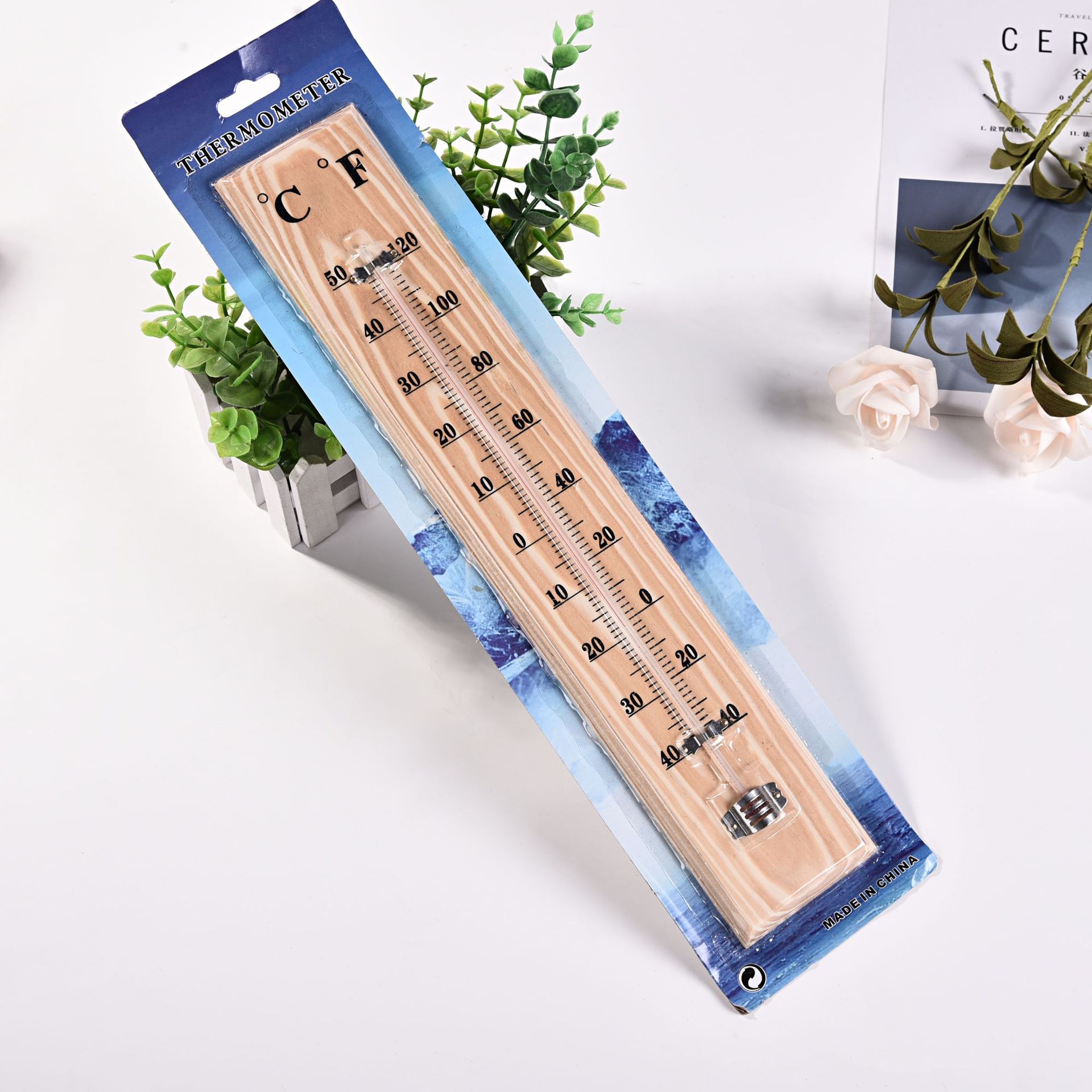 Factory direct sales of wooden thermometers, large 40cm wooden board thermometers, physical health wooden thermometers Specification image