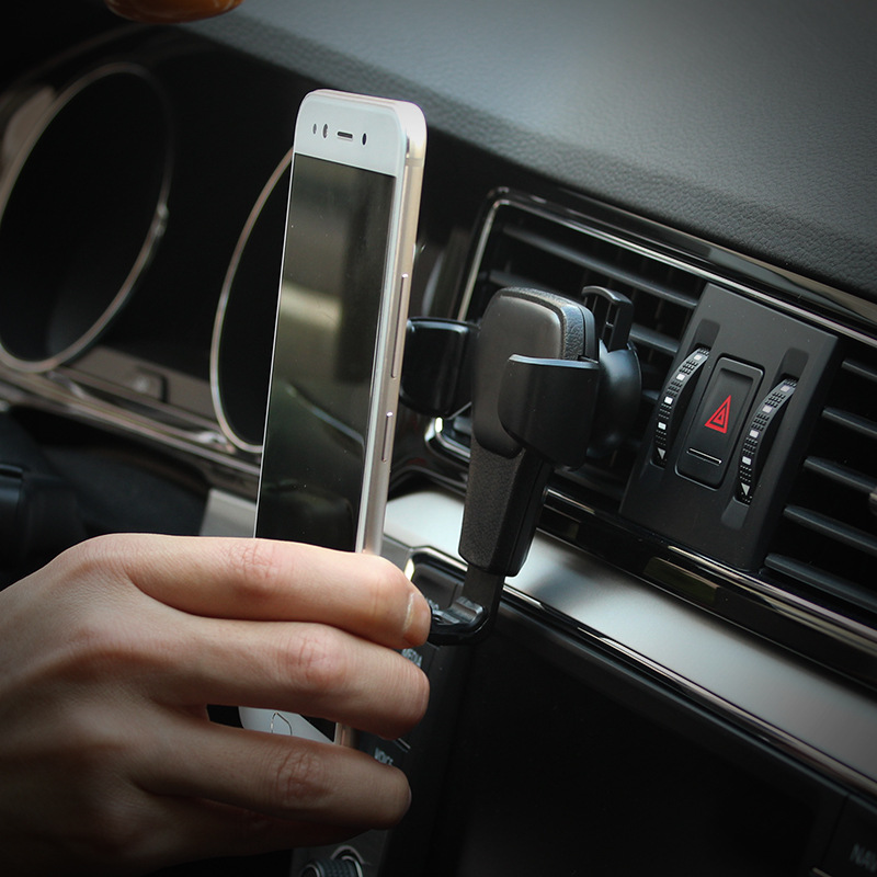 汽车手机架 皮纹车用手机支架 车载重力出风口手机架产品图