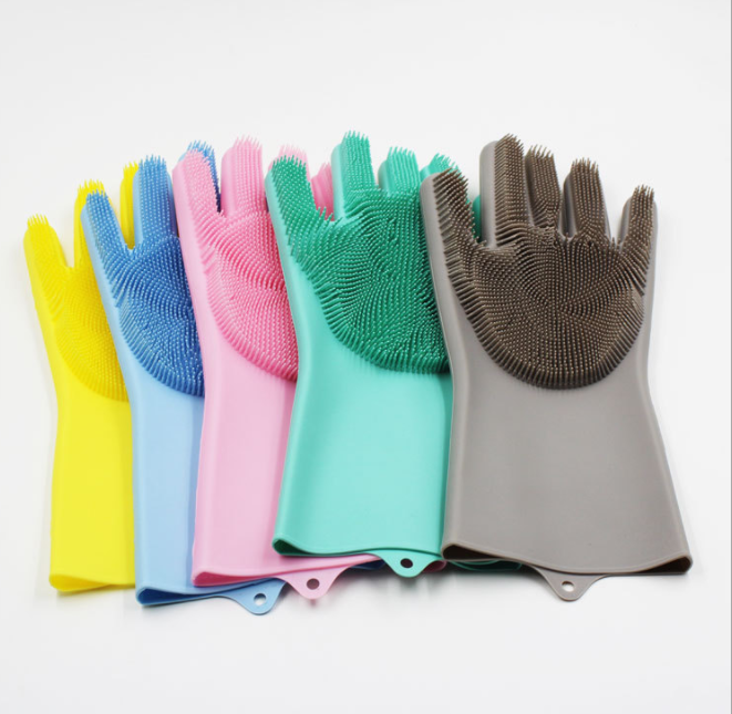 韩国进口魔术硅胶洗碗手套 女防水耐用清洁厨房刷碗洗衣服神器