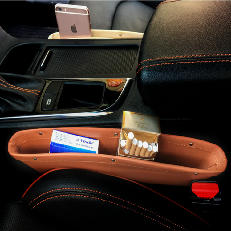 Cross-border car slit box, leather seat gap storage box, car trash can, car storage box, PU Specification image