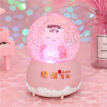 Palace cat crystal ball snow with lamp music box for boyfriend and girlfriend's birthday gift