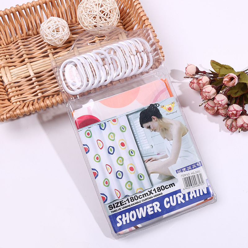 Bathroom shower curtain set perforation-free waterproof thickening bathroom shower partition curtain hanging curtain doors and Windows curtain fabric