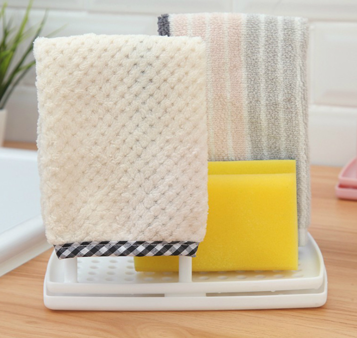 厨房沥水架收纳架抹布洗碗布沥水置物架厨具收纳筐毛巾抹布挂架子细节图