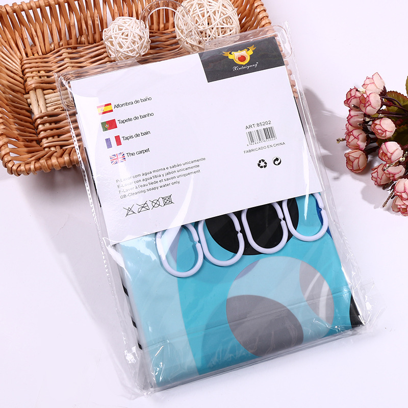 防霉洗澡间防水帘卫生间涤纶布浴帘杆浴帘布淋浴房隔断帘套装批发