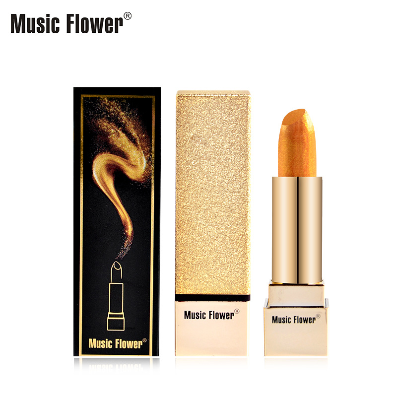 Music Flower滋润焕彩多效唇膏眼影双用 持久不沾杯鎏金口红M5039