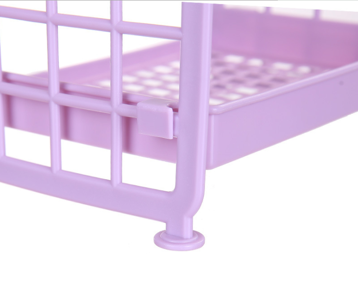 Creative two-layer hollowed-out plastic storage rack, desktop kitchen organizing rack, bathroom double-layer cosmetics storage rack Specification image