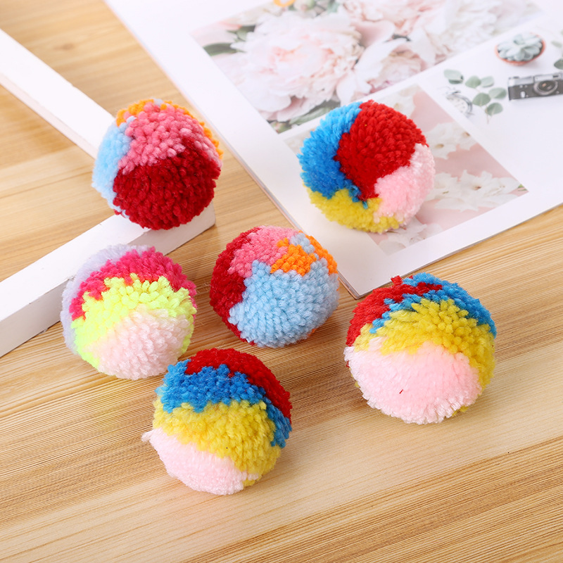 2019 Machine Round Color Hairball High-Grade Accessories Mixed Color Plush High Elastic Decorative Hairball Manufacturers Direct Sales