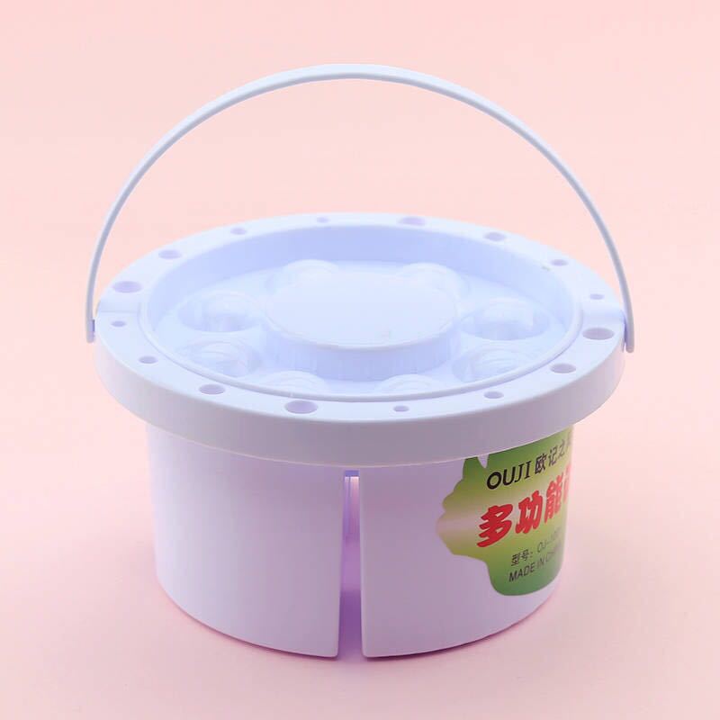 塑料调色盘洗笔桶多功能水桶学生美术用手提涮笔筒绘画水粉水彩产品图