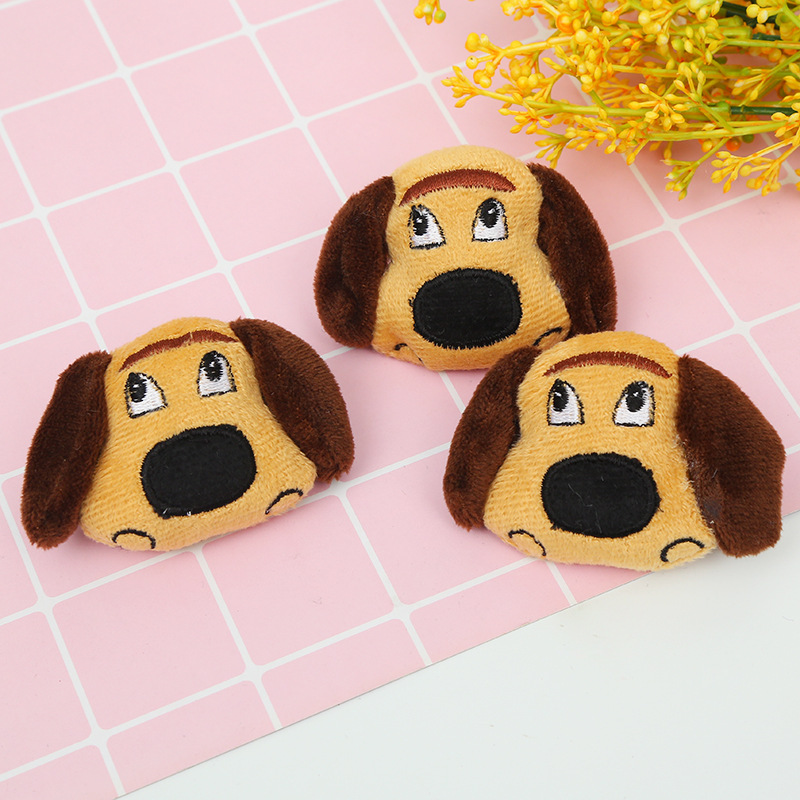 新款可爱布艺动物粘耳哈巴狗DIY可定制发绳配饰PP棉填充服装辅料