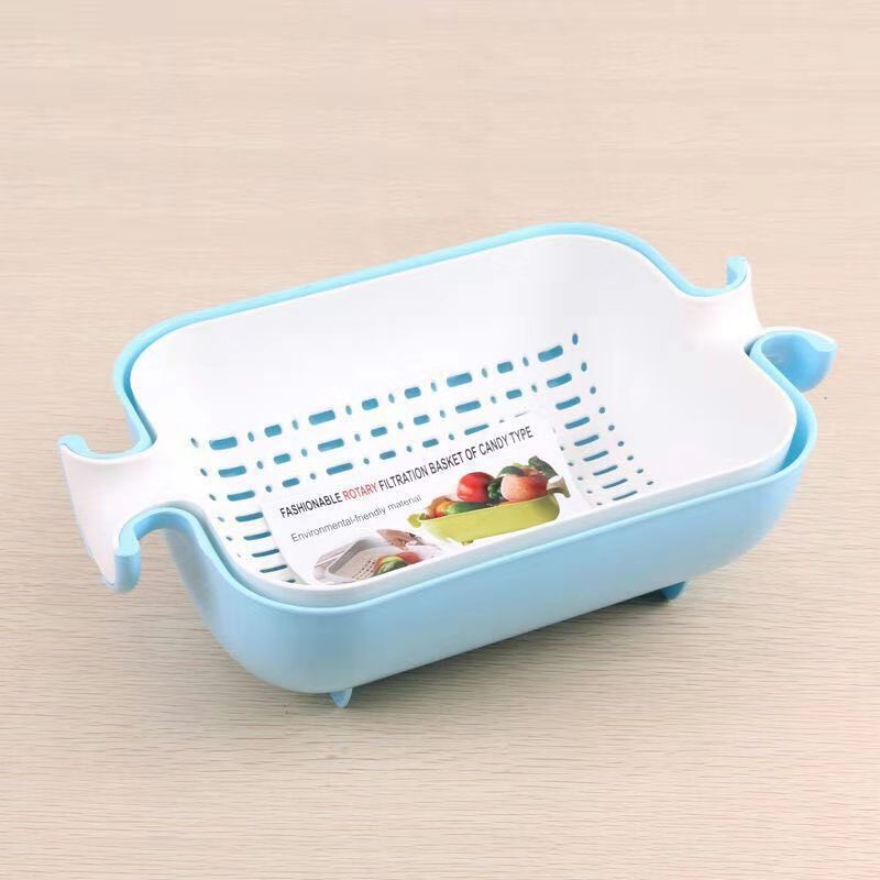 日本创意双层方型翻转沥水篮塑料水果篮滴水盆漏盆厨房洗菜盆果盘细节图