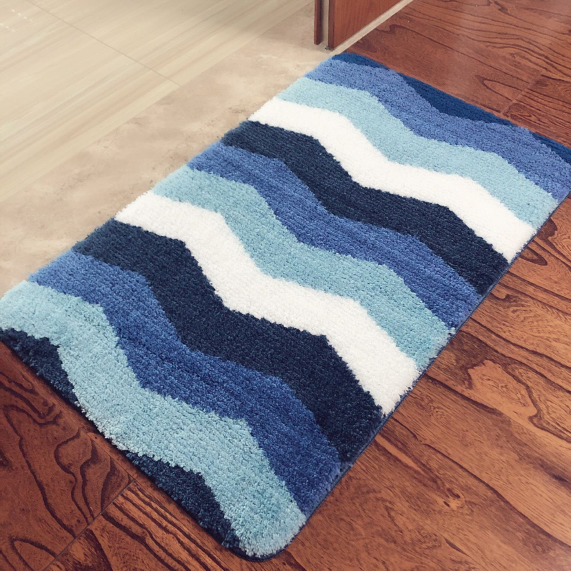 新款波浪菱形图案地毯简约时尚超细纤维地垫舒适柔软
