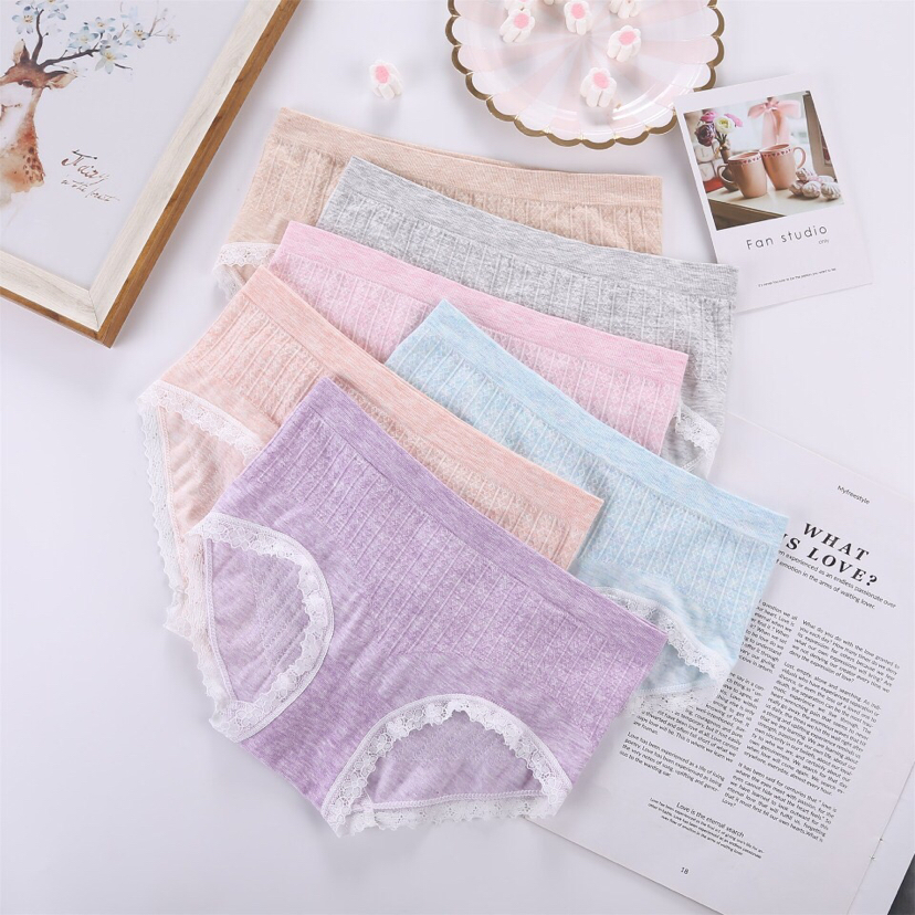 2019 Seamless lace women's triangle underwear comfortable breathable color cotton underwear thumbnail