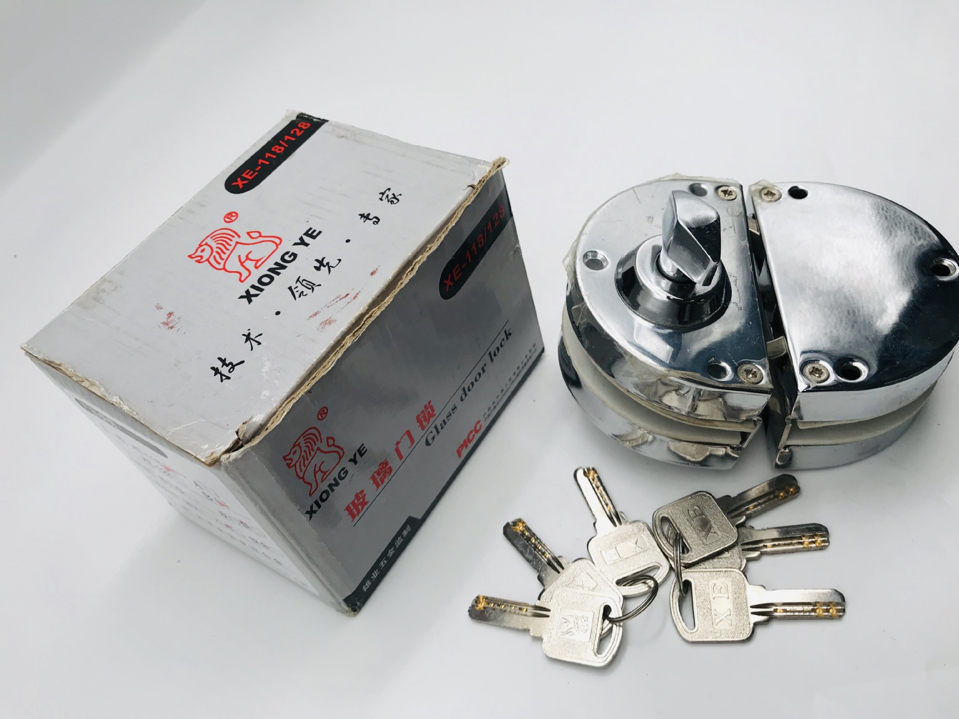 Double door single open glass door lock mirror light glass door lock