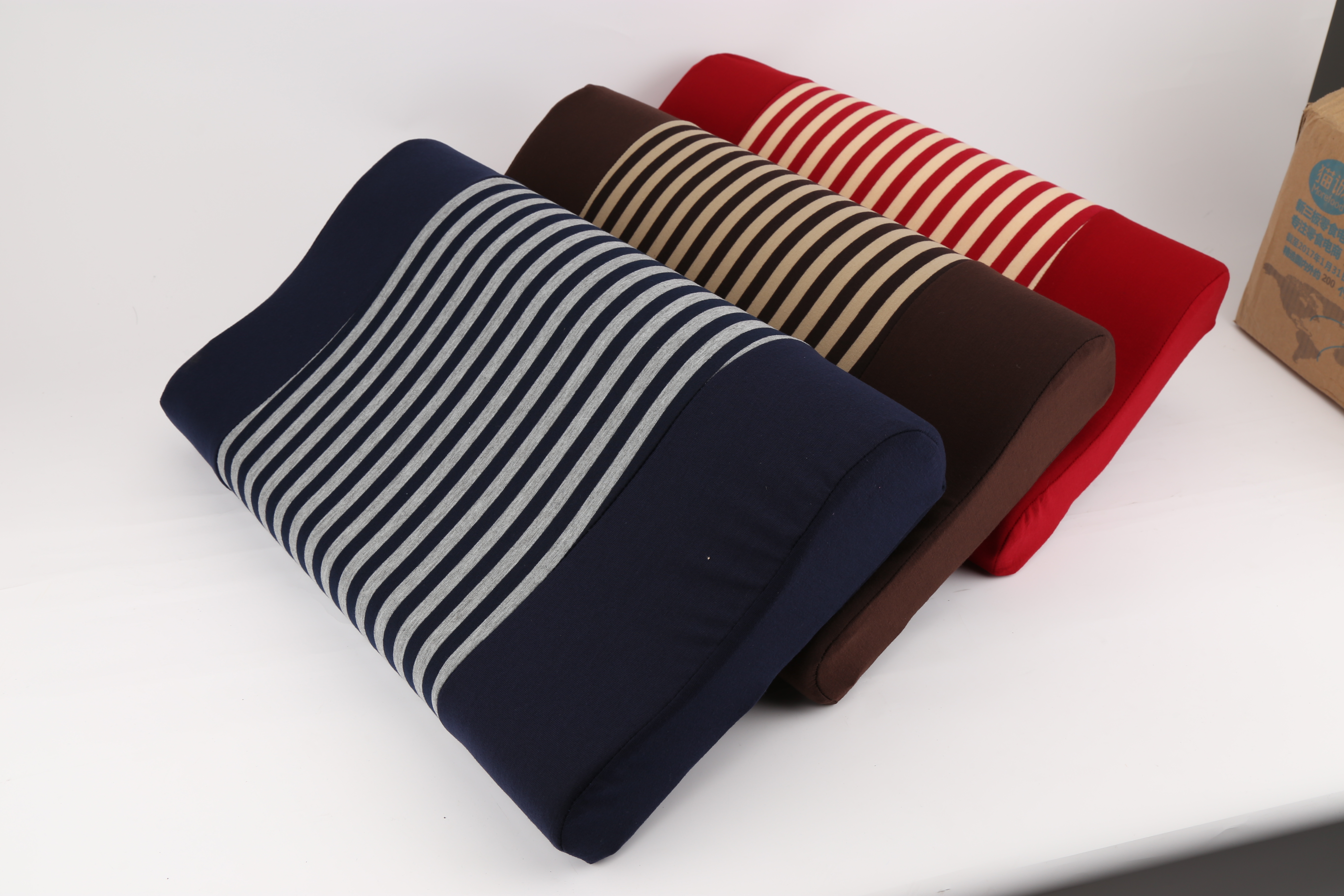 记忆枕韩国日本素色条纹布3050高低枕胀气慢回弹海绵礼品枕头产品图