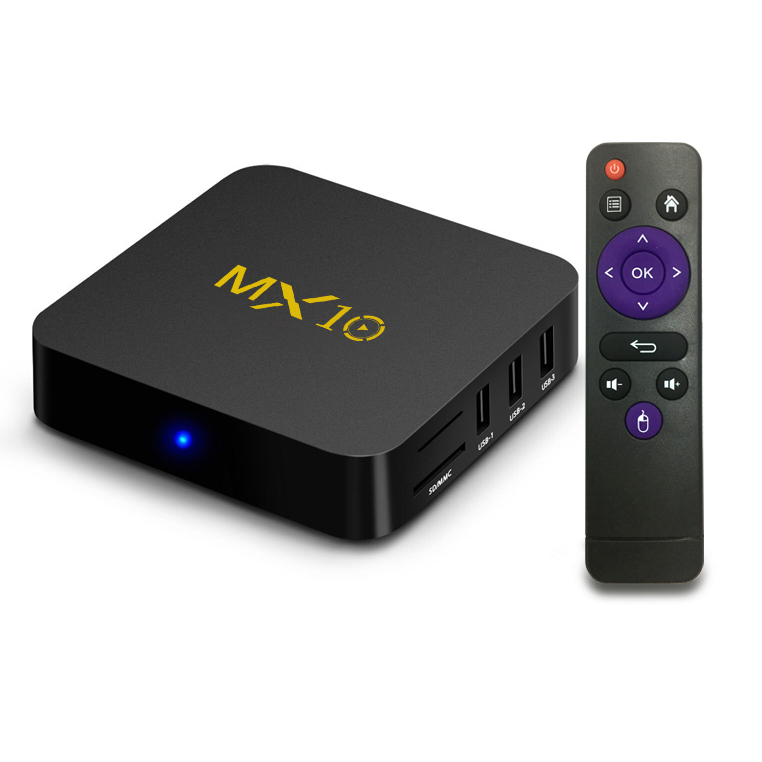 新款MX10 4G/32G高配机顶盒RK3328 4k TV BOX安卓8.1 usb3.0/mxq