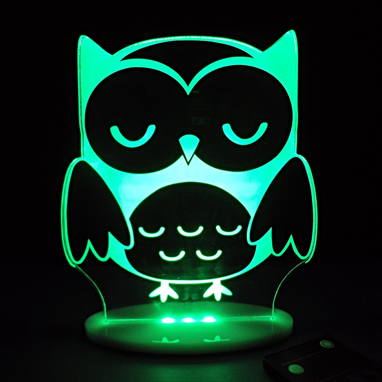 New 3D remote control night Light Owl LED colorful night light creative home lamp bedside night light
